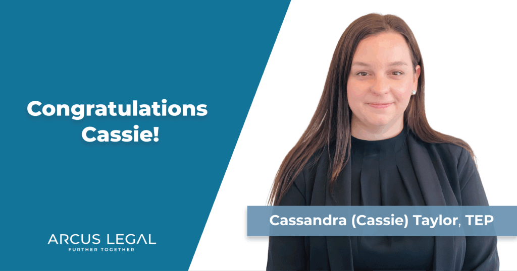 Arcus Legal congratulates Cassandra (Cassie) Taylor on her achievement