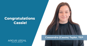 Arcus Legal congratulates Cassandra (Cassie) Taylor on her achievement